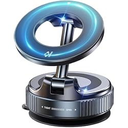 Jkoailiwi Vacuum Magnetic Phone Holder for Car, Dual-Axis & 360 Adjustable | 98lbs Suction Cup, N55 Strong Magnets, Foldable Phone Mount for Dashboard/Gym/Mirror, for MagSafe iPhone 12-17 Air Pro Max