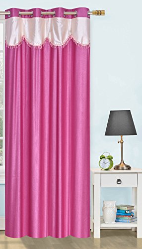 Image of K 2 6 Creation polyresin Solid Crush Lace Curtain for Window (5 feet),(Pink)