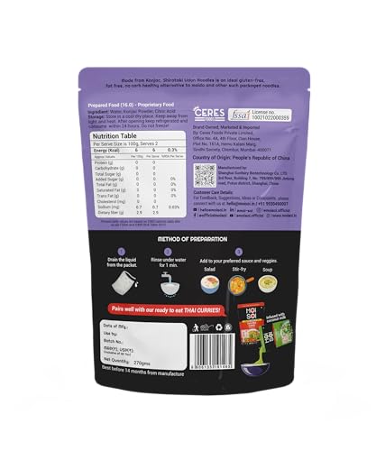 MOI SOI Shirataki Udon Noodles, 250g | Low Carb 6Kcal Only | Keto Friendly | Gluten Free | Vegan Friendly | Good for diabetics | Low Calorie Konjac Miracle Noodles | Fat-Free | Ultra-Low Calorie Konjac Miracle Noodles
