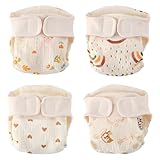 Stoffwindeln Baby Baumwolle, 4 Stück Waschbare Windeln, Windeln mit Verschiedenen Cartoon-Mustern, L Spreizhose Baby, Stoffwindeln überhose für Die Meisten Babys und Kleinkinder (5-9kg)