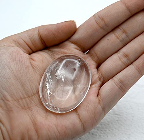 Image of Amazing Gemstone Clear Quartz Crystals and Healing Stones - Large Palm Stone Crystals Piedra - Crystal for Good Luck, Positive Energy, Meditation - Unique Stocking Stuffers & Birthday Gifts