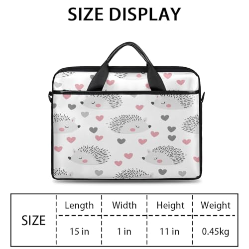 Bolso para portátil con patrón erizo de corazón 15 pulgadas miniatura 2