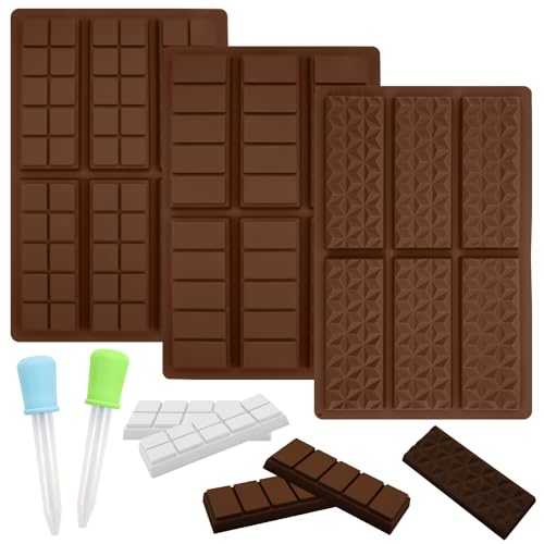 3 Piezas Molde de Chocolate, Molde de Silicona para Chocolate de 6 Células, Moldes de Silicona Para Chocolat, Molde Chocolate Silicona Antiadherente, para Chocolate, Dulces y Postres DIY