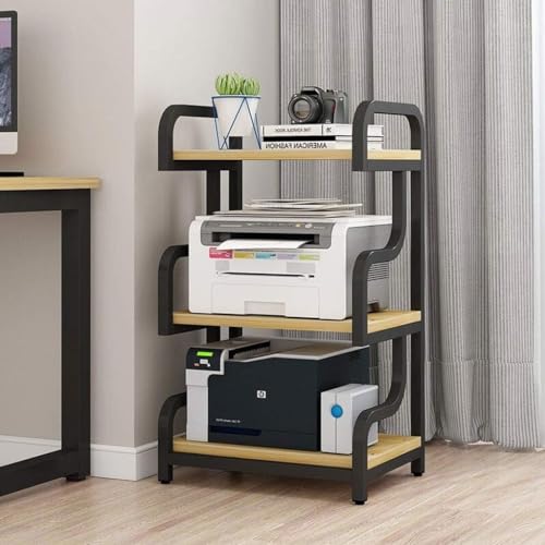 Soporte para impresora, estante de almacenamiento multiusos con marco de acero para el hogar y la oficina, práctico estante para impresora con pies acolchados