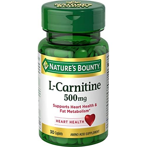 Nature’s Bounty L-Carnitine, Supports Heart Health & Fat Metabolism, Amino Acid Supplement, 500 mg, 30 Tablets