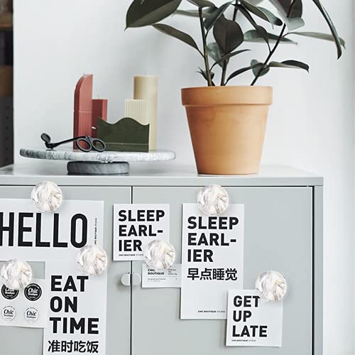6Pcs Glass Refrigerator Magnets - Office Whiteboard Magnet - Cabinet Magnet - Cute Fridge Magnets For Fridge,Classroom And Office - Marble Grey Pattern #TOP1