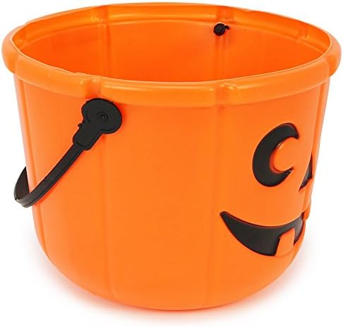 com-four® 2x Halloween baskets, pumpkin buckets for collecting sweets for Halloween, 14 cm high, Ø 18 cm (02 pieces - 14x18 cm)
