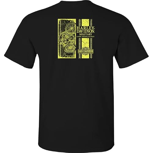 Harley-Davidson Military - Men's Black Graphic T-Shirt - Camp Arifjan | Hi Viz Skull 2X-Large #TOP1