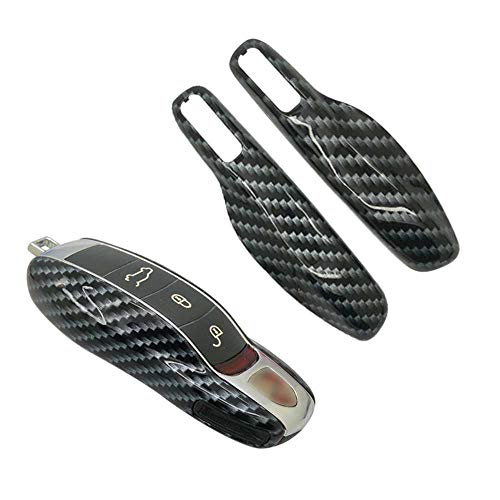 carmonmon Smart Protectors Keyless Remote Key Cases Shell Car Key Case Platic Cover Case Cover Side Blades for Porsche Cayenne Panamera(Carbon Gloss Fiber)