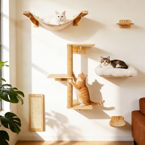 Sistema de estantes para gatos 6 en 1 blanco miniatura 1