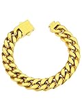 ChainsHouse Pulsera Cadena Esclava Hombre 12 mm 21 cm Chapado en Oro