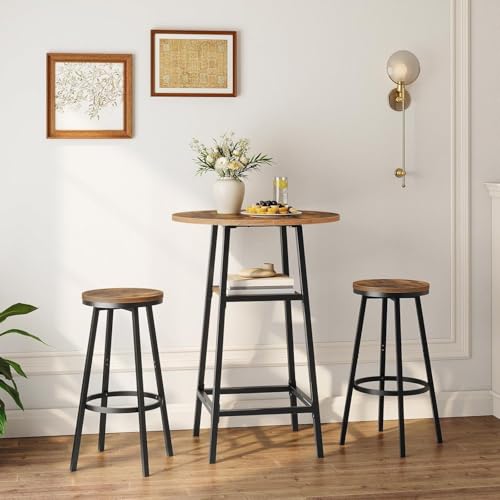 Mesa de bar redonda industrial con base estable de metal para hostelería 3
