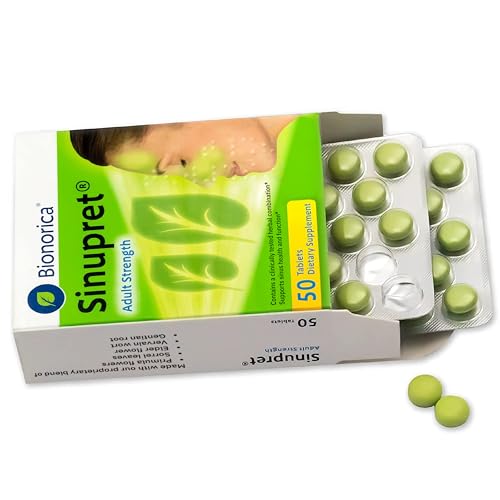 Image of Bionorica Sinupret Adult Strength Sinus - Immune Support Supplement - All Natural - Herbal Nasal Passage & Immunity Boost - 50 Tablets, 2 Pack