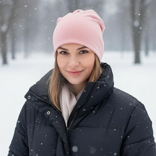 GakQll 3er Pack Chemo Kopfbedeckung Damen Sommer, Beanie Damen, Atmungsaktive Schlafmütze, Beanie Mütze für Joggen, Fahrradfahren, Schlafen, Schwarz, Rosa, Beige