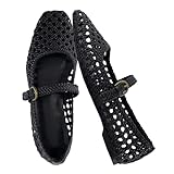 CUSHIONAIRE Weston Hand Woven Mary Jane Flats for Women, Comfortable Dressy Ballet Flats with Braided...