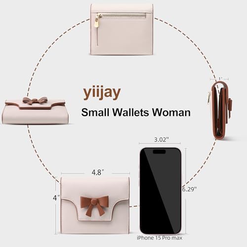 Small Wallet for Women Cute Bowknot RFID Blocking Bifold Leather Credit Card Holder Compact Wallet Lady Girls' Mini Purse with Zipper Pocket4