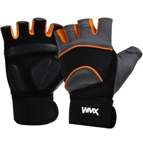 Image of NINQ Workout Gym Gloves with Wrist Wrap Support | Sports Gloves for Men & Women, Breathable Half Finger Gloves for Gym, Bike, Cycling, Weight Lifting & Training (Black, S)