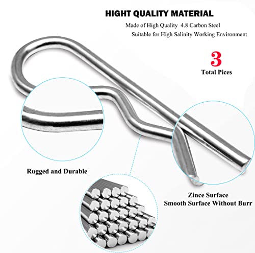 Yoliko 3Pcs Heavy Duty Hitch Pins Clip R Clips Spring Retaining Wire Hair Pins Cotter Pin Strong Spring Tension Large Carter Pin R Clip Large For Trailer Tractors Mower Carts Truck Pin Clip M5X100Mm #TOP2