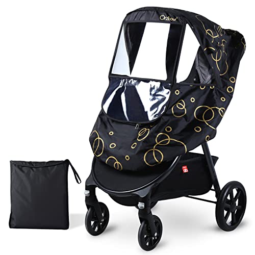 Orzbow Protector Lluvia Carro Bebe Universal,Estable Burbuja Lluvia Universal Silla Paseo Con Bolsa,Cortina de Sol,Cremallera Frontal,Ventana de Contacto y Ventilación Lateral,Visión Amplia y Clara Cover