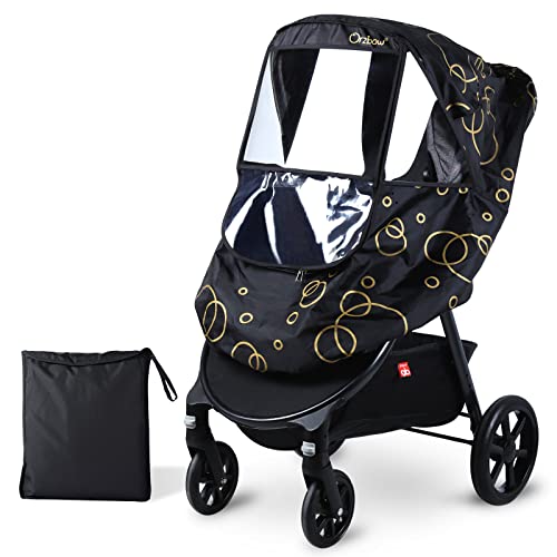 Orzbow Protector Lluvia Carro Bebe Universal,Estable Burbuja Lluvia Universal Silla Paseo Con Bolsa,Cortina de Sol,Cremallera Frontal,Ventana de Contacto y Ventilación Lateral,Visión Amplia y Clara