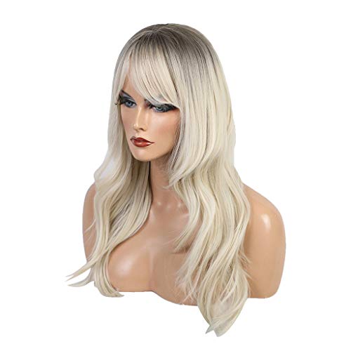 Flameer 20 '' Senhora Ondulado Perucas Ombre Loira Peruca Para Desfile De Moda Cosplay Traje De Fe