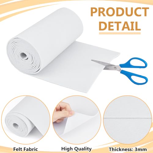Image of BENECREAT 118x9.45inch Whit-Gray Felt Roll, Non Woven Felt Fabric, Craft Felt Fabric for Patchwork Sewing Decoration Craft DIY, 3mm Thick