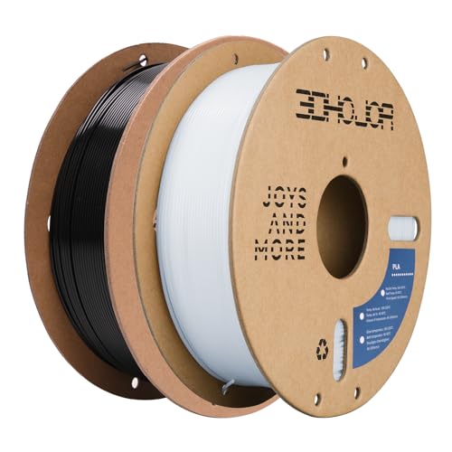 Image of 3DHoJor PLA Filament 1.75mm,3D Printer Filament,1kg*2 Cardboard Spool, Fit Most FDM 3D Printer,Dimensional Accuracy + /- 0.03 mm,Vacuum Packaging-Black+Cold White 2Pack