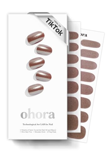 ohora Semi Cured Gel Nail Strips | Brown, Chrome | N Chocolate Chrome
