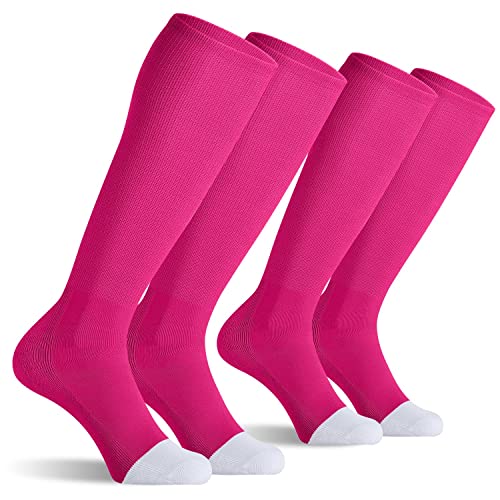 Celersport 2 Pack Baseball Soccer Softball Socks For Youth Kids Men Women Multi-Sport Tube Socks Rose Pink X-Small #TOP7
