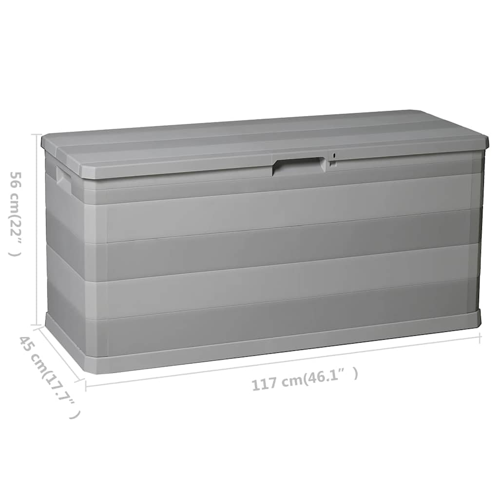 Gartenbox Grau 117×45×56 cm Polypropylen Auflagenbox mit Deckel 280 L Fassungsvermögen abschließbar wetterfest für Balkon Terrasse Outdoor Sitzbank Stauraum und Schutz