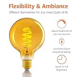 Amazon Basics 6 x żarówka LED w stylu vintage, E27, styl antyczny, bursztynowe szkło w stylu retro, żarówka LED G93 4W (odpowiednik 25W), 1800K, ultra ciepłe światło, 6 szt.