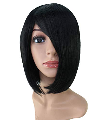 Wigs2you.com���f�B�[�X�E�B�b�O �{�u�X�^�C���A �u���b�N�J���[ �O������ �X�g���[�g �ϔM�t���E�B�b�O ���R�Ȏd�オ�� �R�X�v���E���i�g���Ή� (C-022-BLAC)