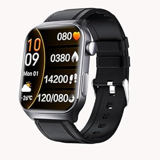 Yihou Fall Detection Smart Watch for Seniors Fall Alert Watch with SOS Heart Rate Monitor Sleep Monitoring Pedometer for Android iOS Black Leather