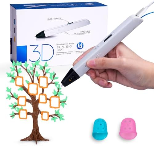 Kretrum Professional 3D Pen for Kids and Adults | 3D Printing Pen with OLED Display as Gift | 3D Drawing Pen with Finger Protector, Pen Hold, 1.75mm PLA Filament, Stencil Bool, Charger | Stylo 3D