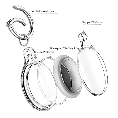 Coolqo 4 Pack Ipx8 Waterproof 3M (10Ft) Performance Air Tag Keychain Holder Case Compatible With Apple Airtag Case, For Dog Cat Collar Tracker Key Ring Hard Shockproof Locator Protective Cover Clear #TOP3