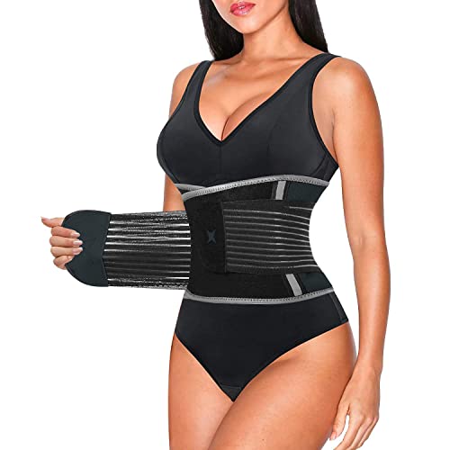Finlin Women's Waist Trainer Slimmer Waist Trimmer Back Support Belt Weight Loss Exercise Fitness Enhance Sweating Effect Black #TOP4
