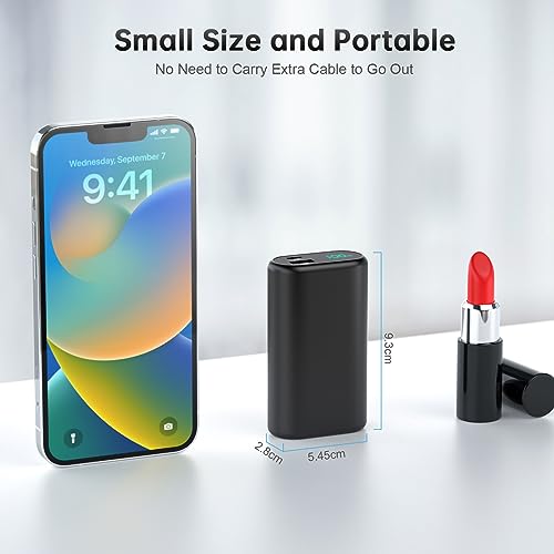Portable Charger 10800Mah For Iphone,Small & Ultra-Compact 15W Pd Fast Charging Power Bank ,Lcd Display Battery Pack With Built-In-Cable Compatible With Iphone 14/14 Pro Max /13/12/X/Xr/Xs/8/7/6 Etc #TOP2