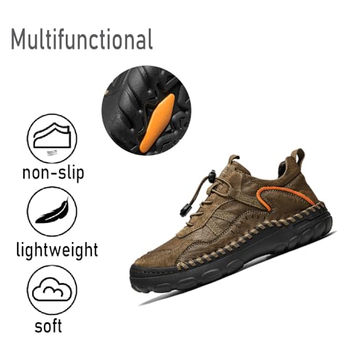 Mens Casual Walking Shoes Leather Oxfords Breathable Fashion Loafers Lightweight Non-Slip Sneakers4