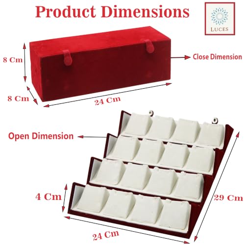 Image of LUCES Velvet 16 Pair Earrings Organizer Jewellery Box For Women and Girls Pack of 1 Cream