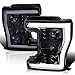 SPEC-D TUNING Glossy Black Housing Smoke Lens LED Bar Projector Headlights Compatible with 2017-2019 Ford F250 / F350 / F450 / F550 Super Duty, Left + Right Pair Headlamps Assembly