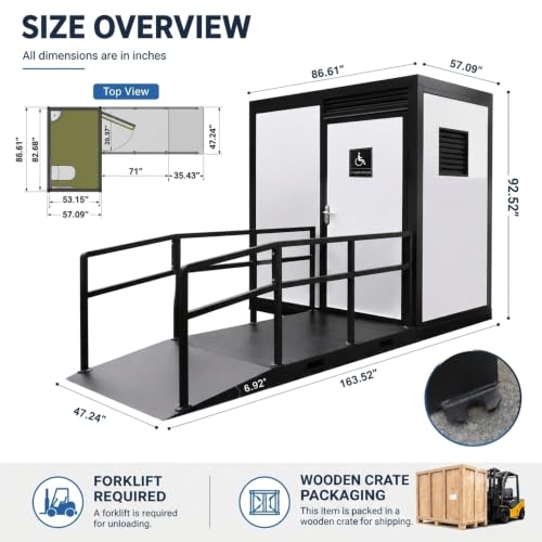 Cabina de Sanitario Portátil Accesible con Lavabo | Acceso para Sillas de Ruedas, Sitios de Construcción, Evento al Aire Libre miniatura 2
