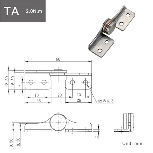 Charnière d’amortissement en acier 304 avec couple constant et maintien de position - 3