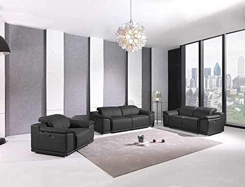 Sillón reclinable piel italiano Gris miniatura 2