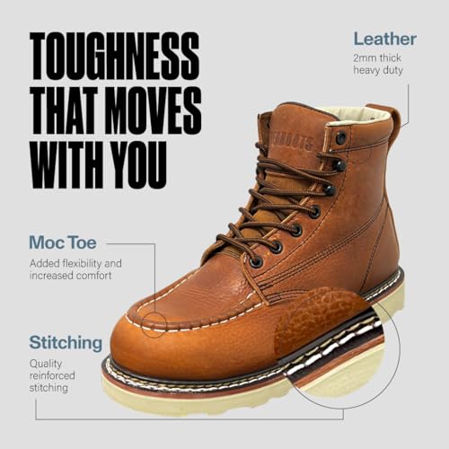 EVER BOOTS Moc Toe Work Boots for Men Construction Lightweight Wedge2