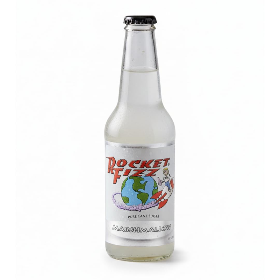 Rocket Fizz Marshmallow Soda Flavor | Cane Sugar | Craft Soda Pop Drinks | 12 oz in Glass Bottle (Single Bottle)