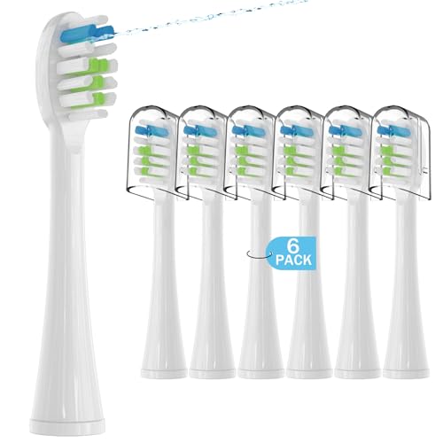 6 Pack Replacement Replacement Brush Heads for - Flossing Toothbrush Compatible with Sonic Fusion SF01/SF02 and Sonic Fusion 2.0 SF03/SF04- White with Caps