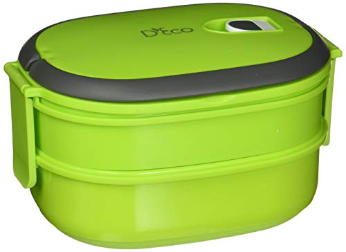 D'Eco Microwavable Lunch Box- Stacking Two Tier Tiffin with Vacuum Seal Lid with carrying handles- BPA Free