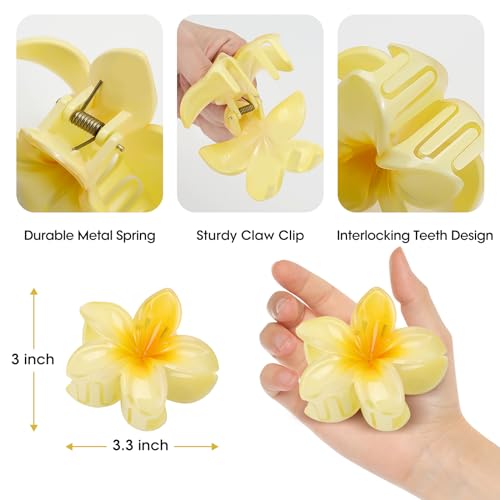 HAPTIME 10 Pack Flower Claw Clips for Women, Preppy Hair Clips, Plumeria Hair Clip, Hawaiian Flower Hair Clips, Gifts for Women Teen Girls