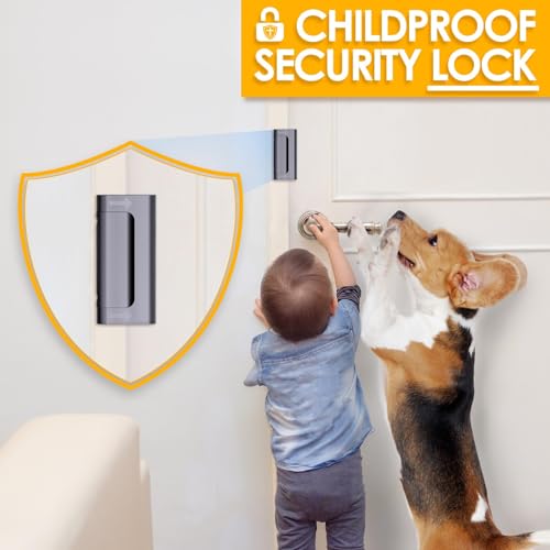 Image of Home Security Door Reinforcement Lock: Metal Door Locks for Front Door Locks for Kids Safety Withstand 800 lbs Child Proof Door Latch for Top Inside Deadbolt Lock Home Defender Guard Flip Extra Lock