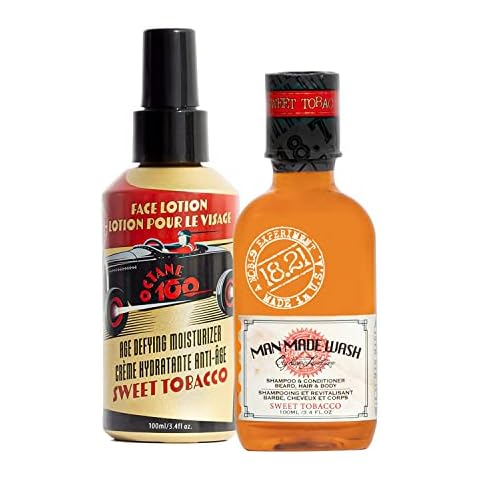 18.21 Man Made Original Sweet Tobacco Scent 3-in-1 Body Wash and Octane 300 Face Lotion 2-Pack Bundle, All Hair & Skin Types for Men, Strengthens and Moisturizes in a Manly Aroma Cover